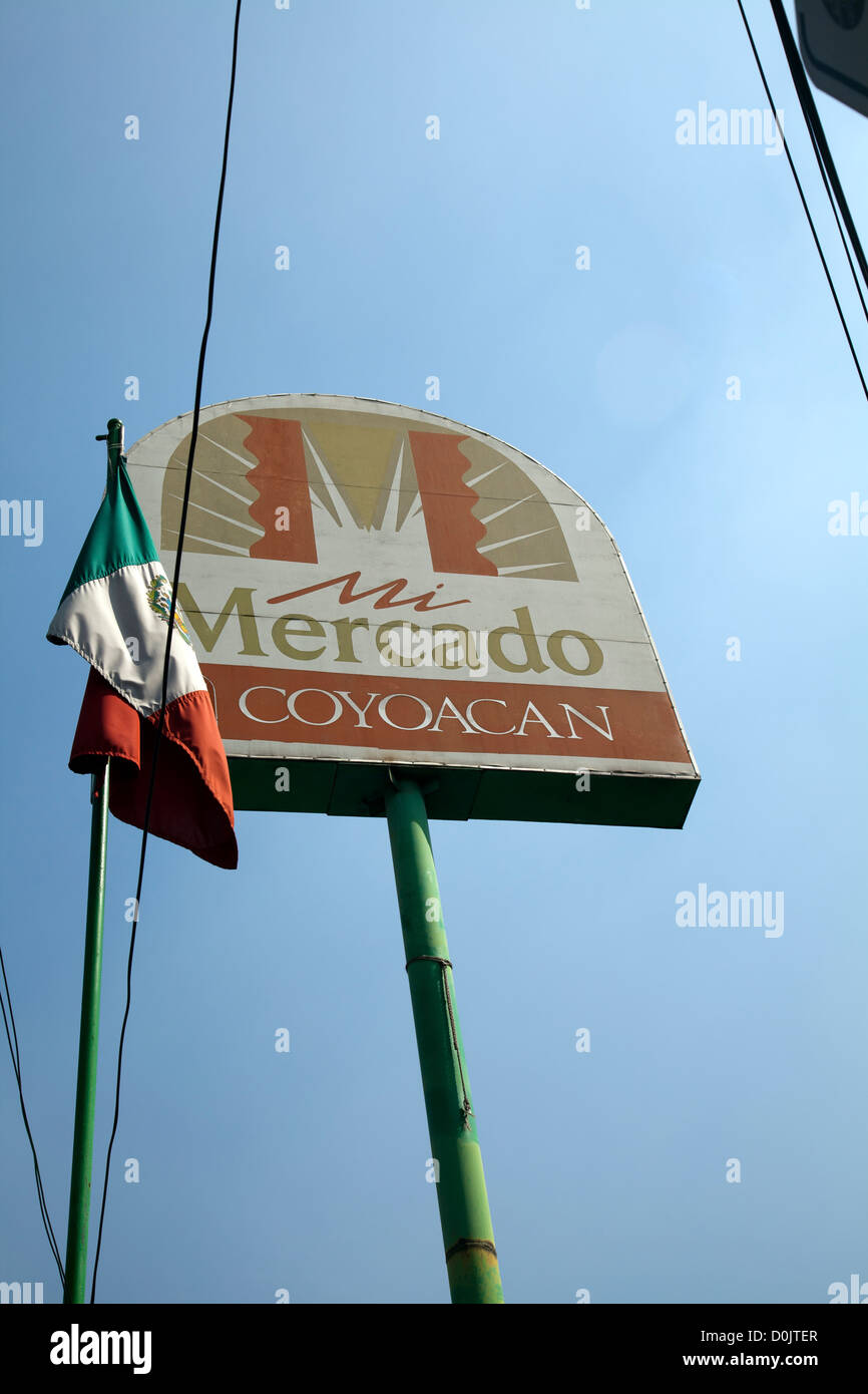 Mercado Coyoacan Sign in Coyoacan - mexico City DF Stock Photo