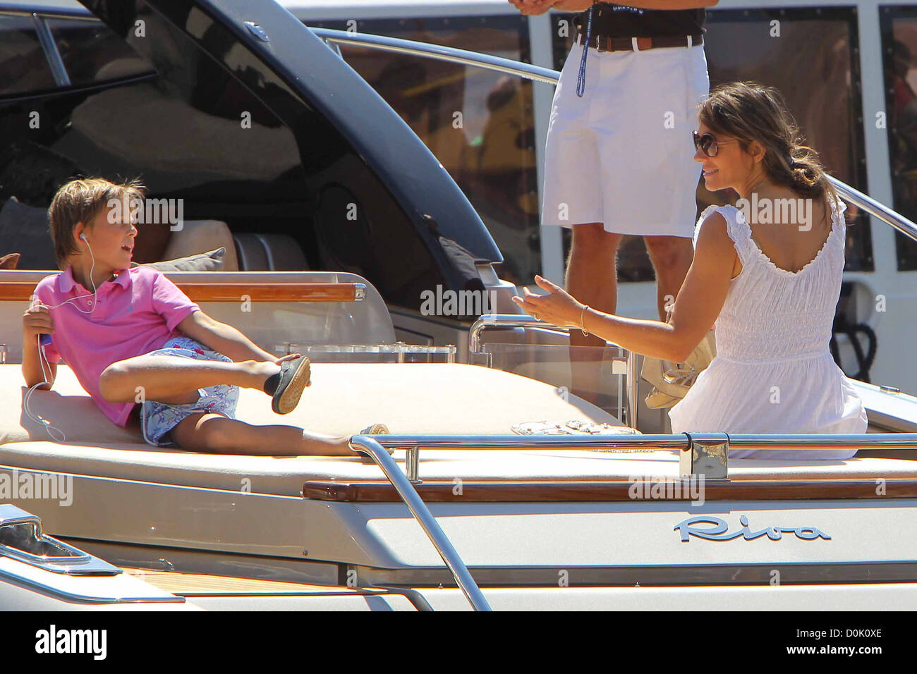 Elizabeth Hurley and Damian Hurley on holiday in Saint-Tropez with some