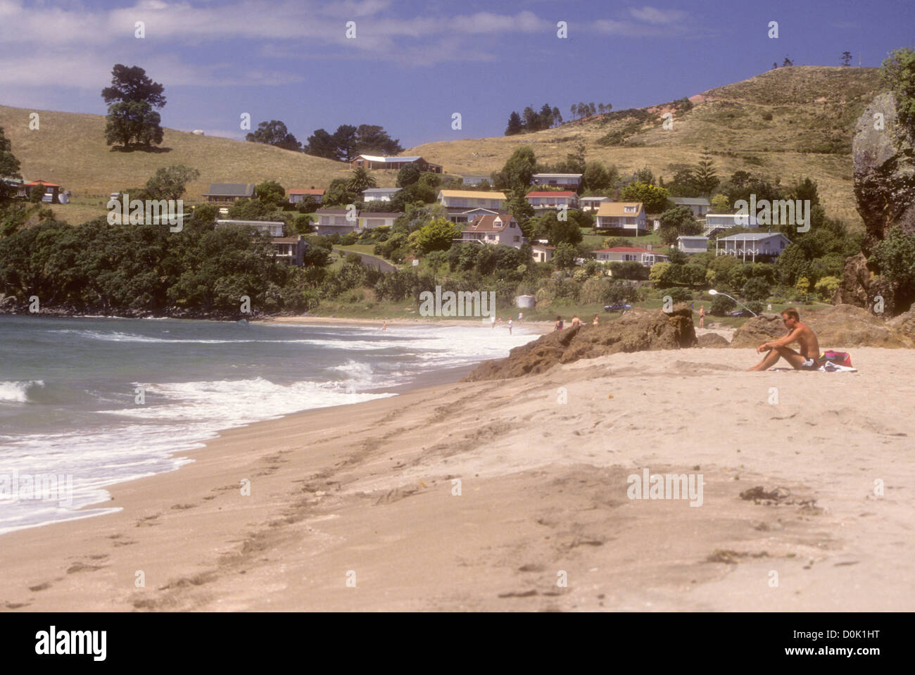 Hot Springs Beach,Hot Water Beach,The beach is a popular destination both for locals and tourists visiting. New Zealand Stock Photo