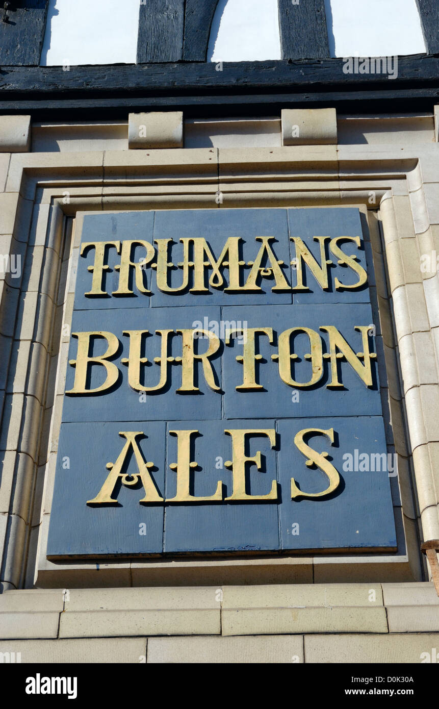 Truman Burton Ales sign outside a pub. Stock Photo