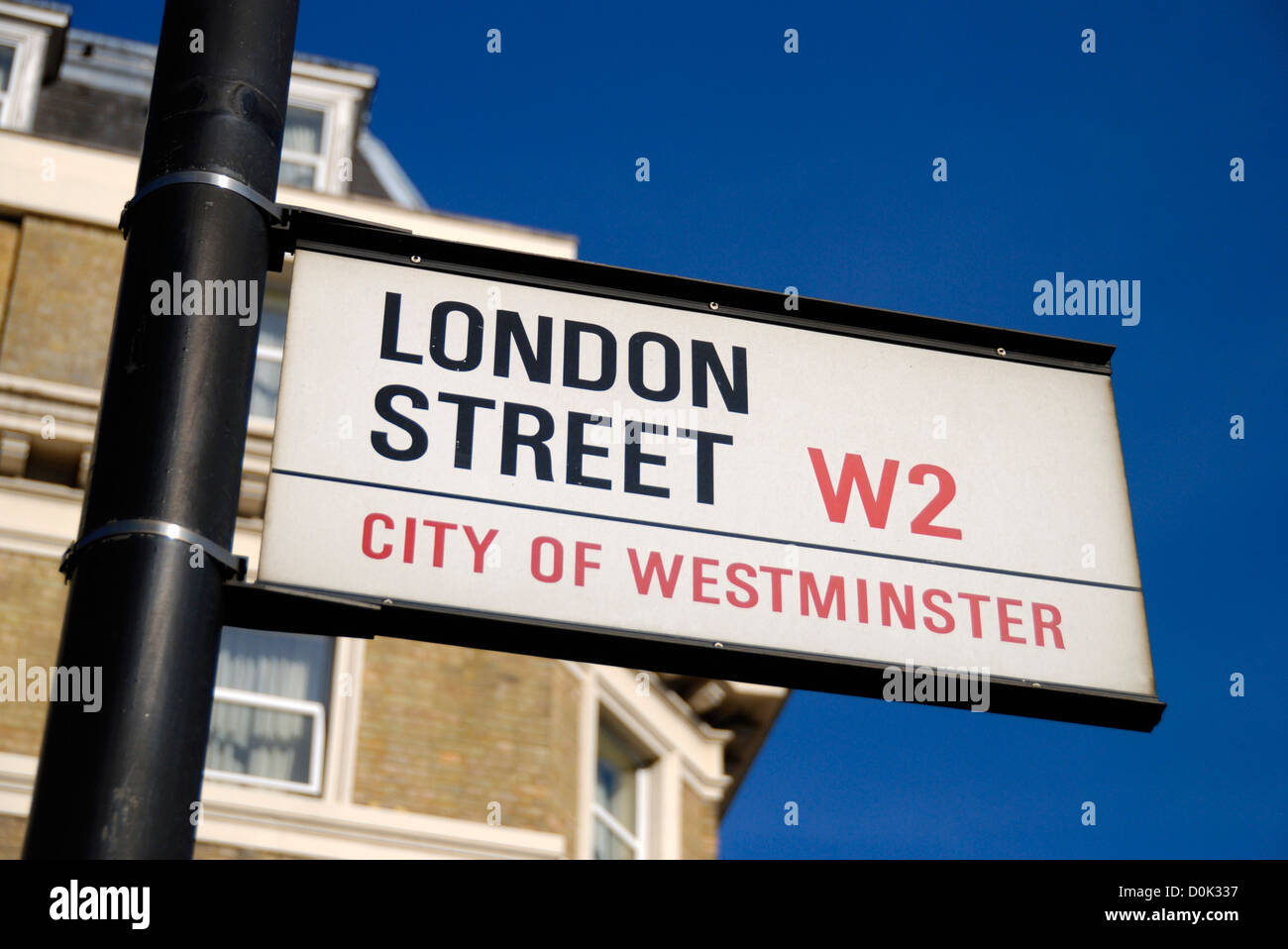 London Street W2 City of Westminster street sign. Stock Photo