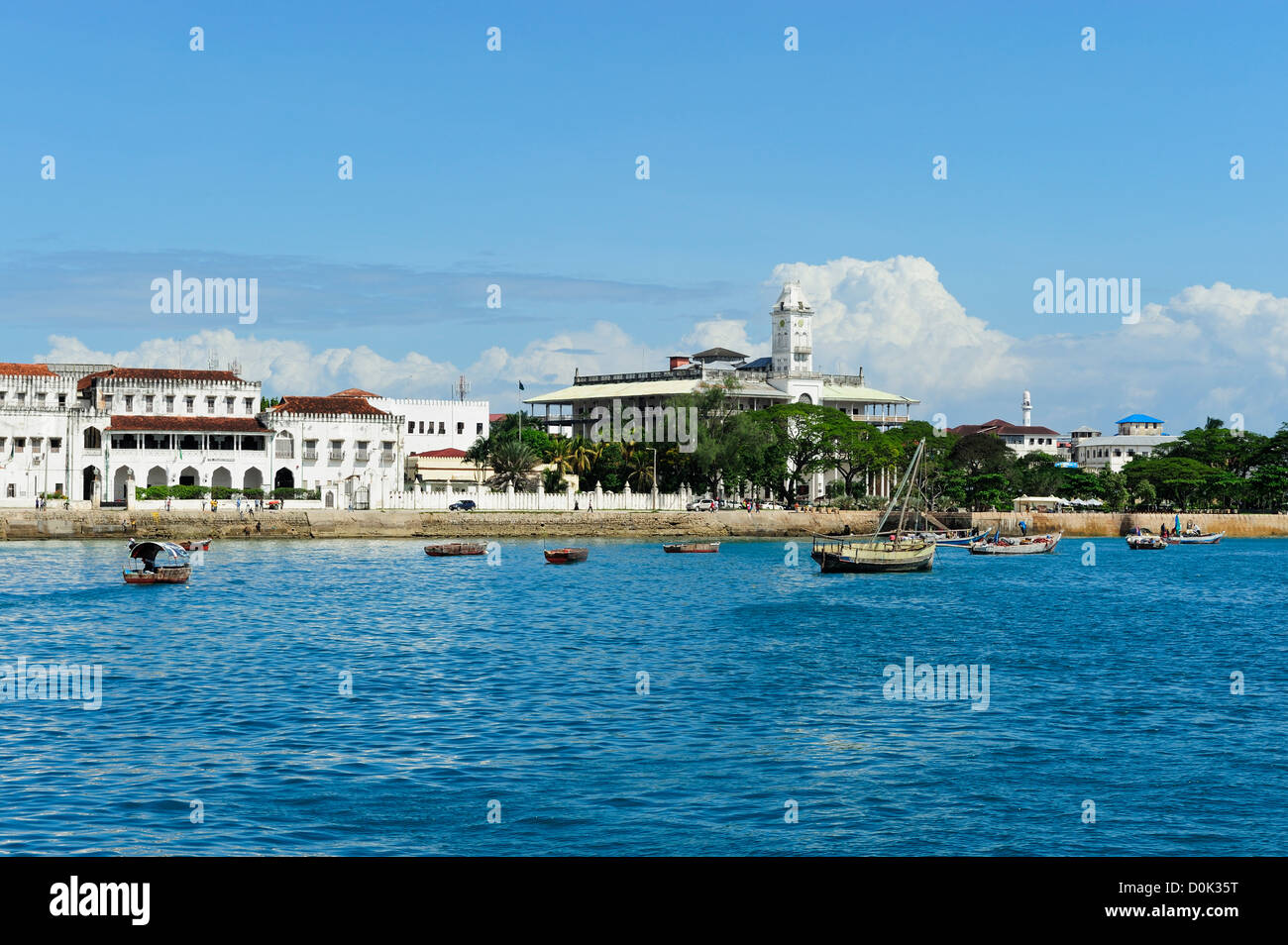 Beit al-Ajaib Palace and waterfront at Stone Town, Zanzibar, Tanzania, East Africa Stock Photo