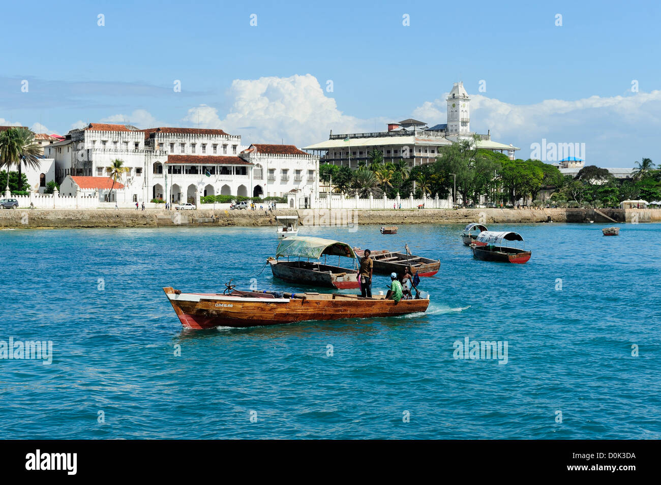 Beit al-Ajaib Palace and waterfront at Stone Town, Zanzibar, Tanzania, East Africa Stock Photo