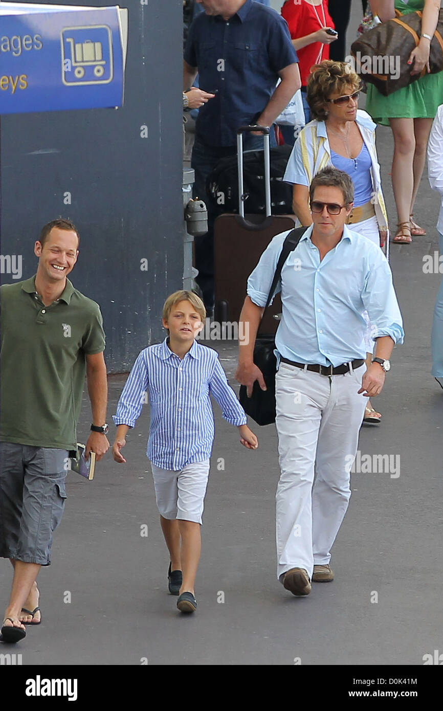 Hugh Grant Is Met At Nice Airport By Damian Hurley Son Of His Ex Girlfriend Elizabeth Nice