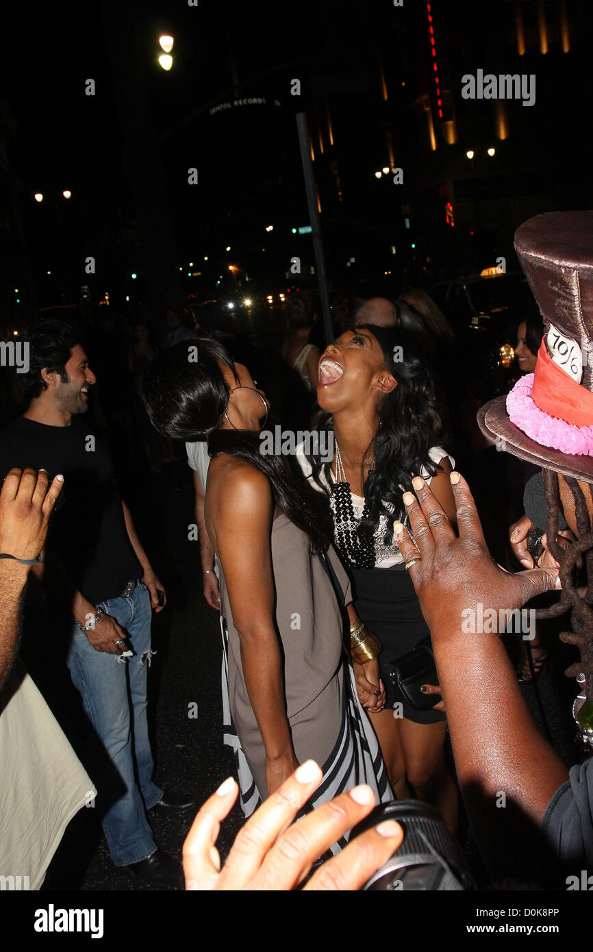 Kelly Rowland and Brandy Norwood leaving Katsuya restaurant Hollywood