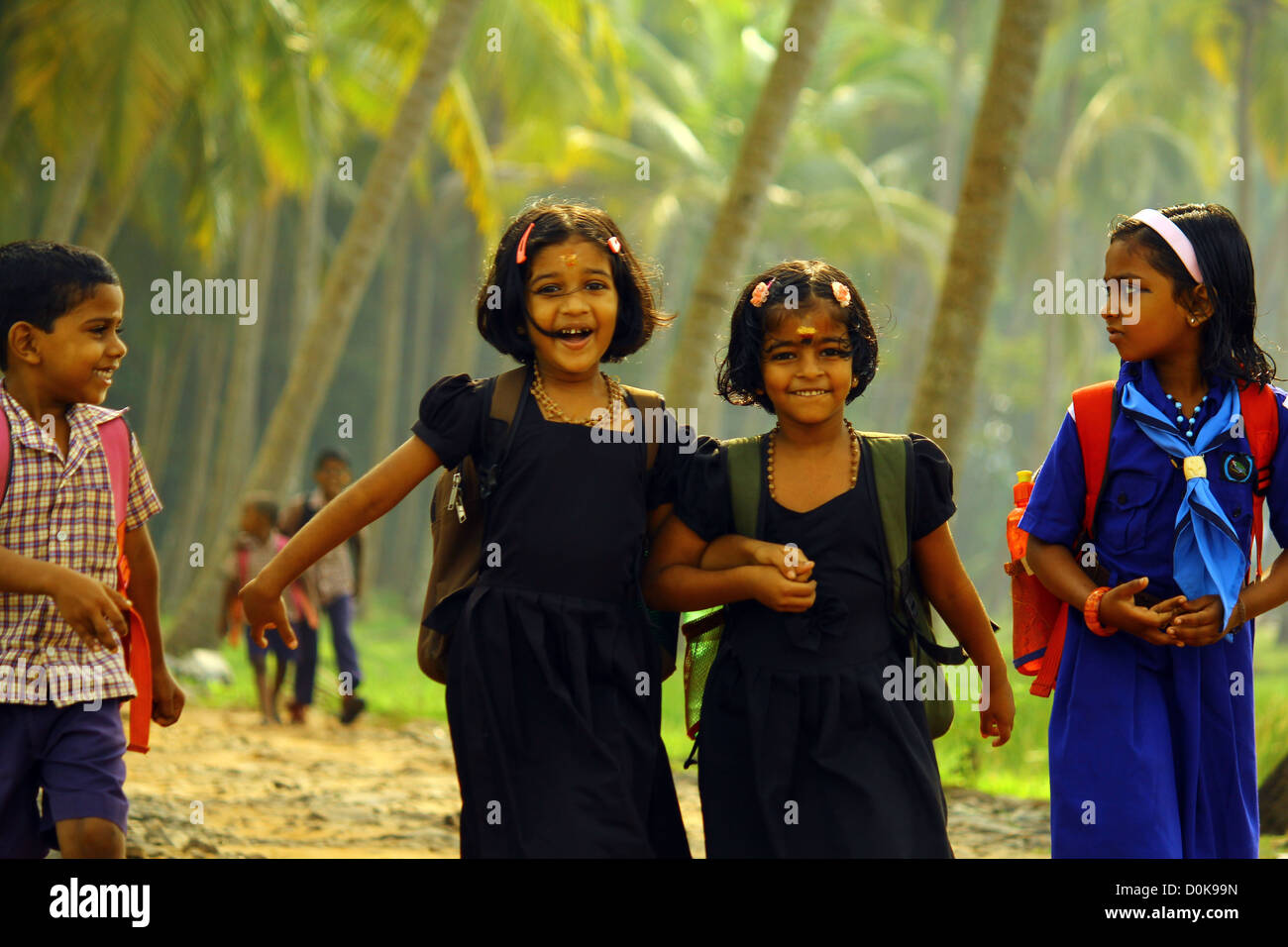 Rural india - Children going to school Stock Photo