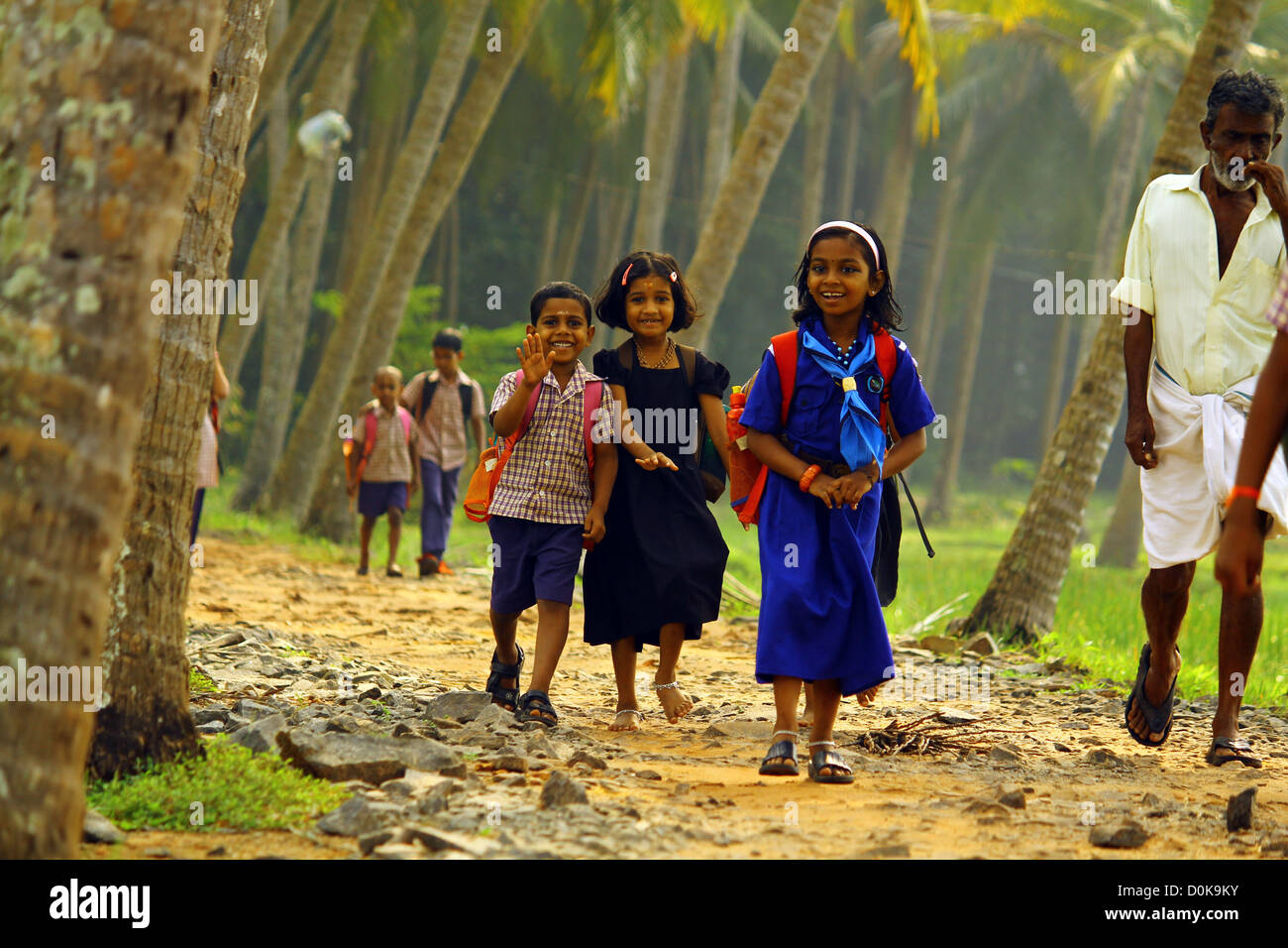 Rural india - Children going to school Stock Photo