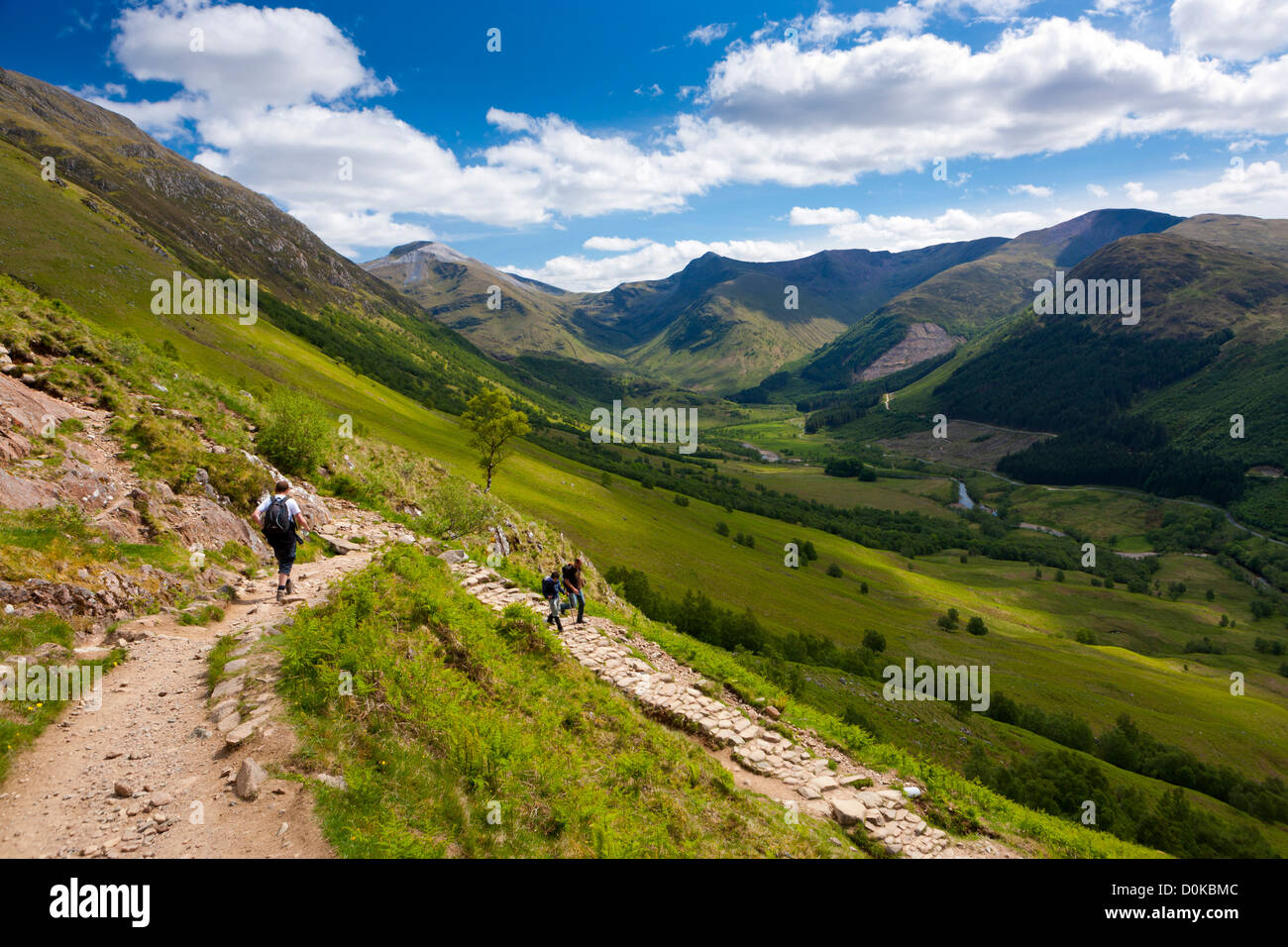 Walking trail up to Ben Nevis with Glen Nevis in the background. Stock Photo