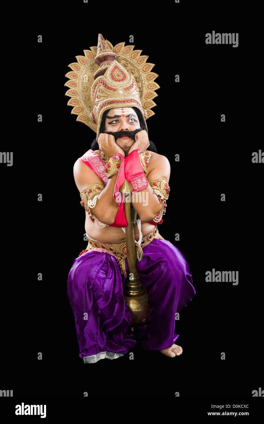 Sad Ravan Stage artist dressed-up as Ravana and making a sad face Stock Photo - Alamy