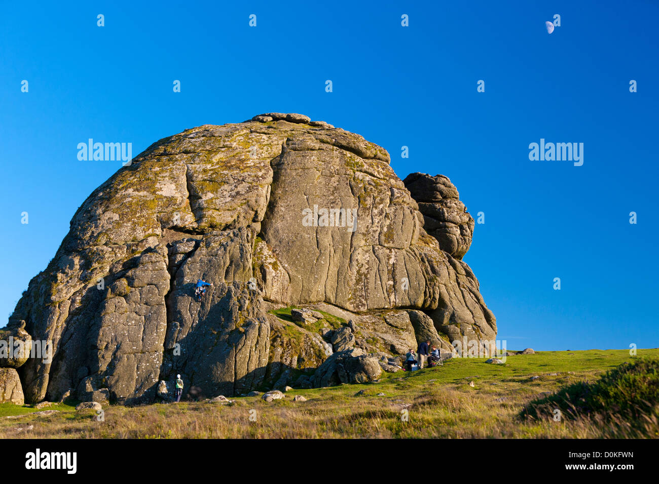 A view toward Haytor Rock which is a granite tor in Dartmoor National Park. Stock Photo