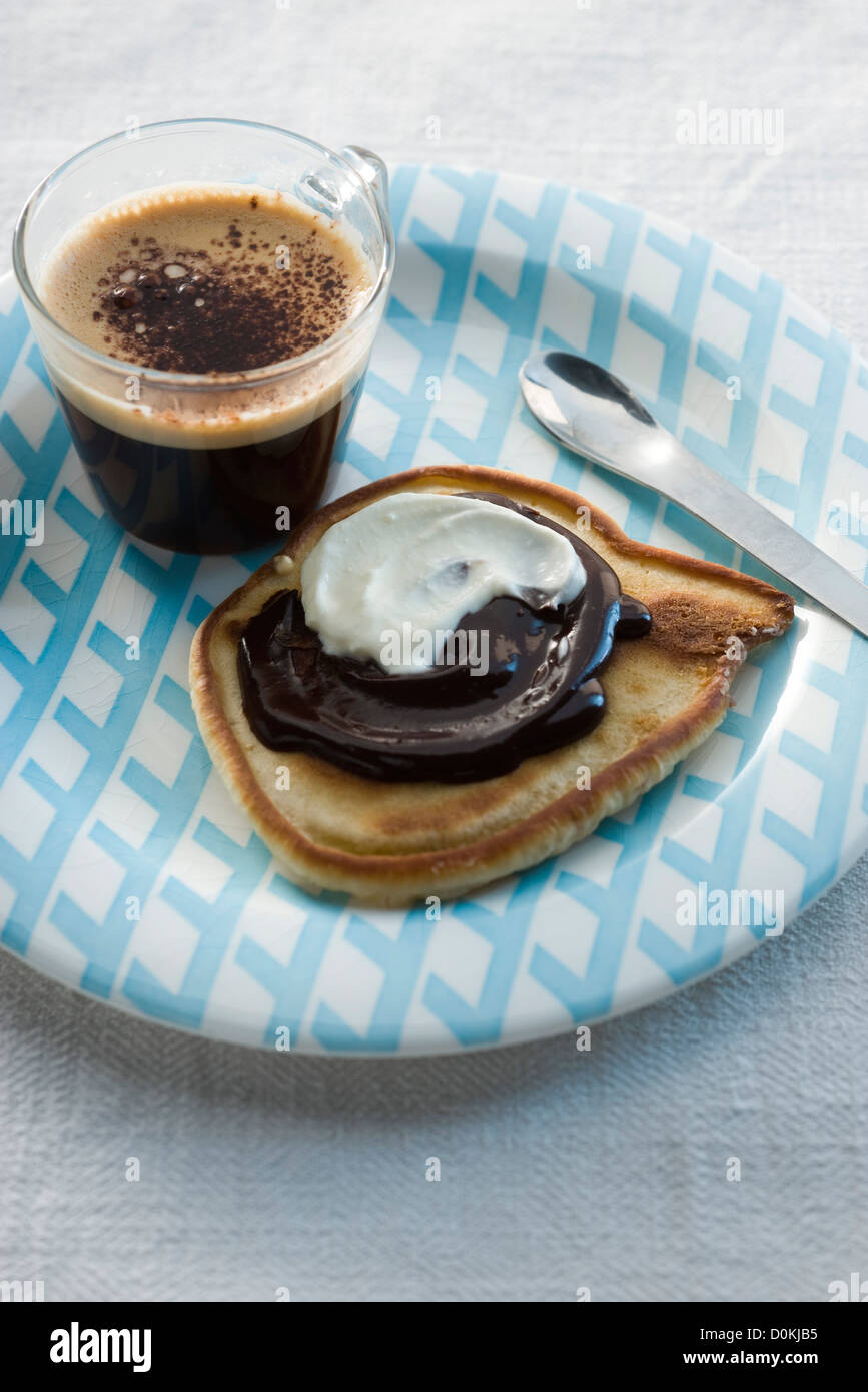 Pancakes with chocolate sauce Stock Photo