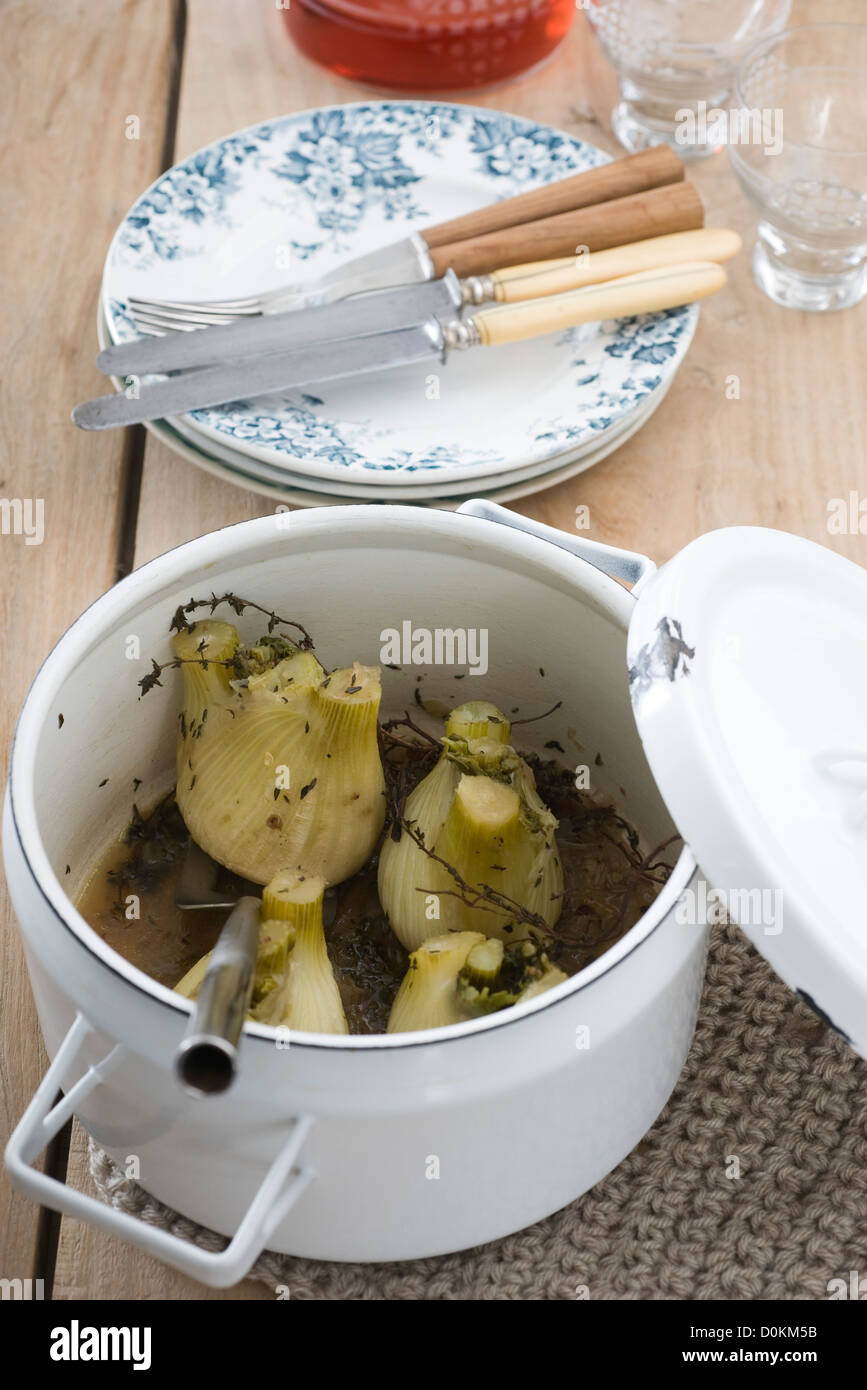 Fennel with thyme and shallots Stock Photo Alamy