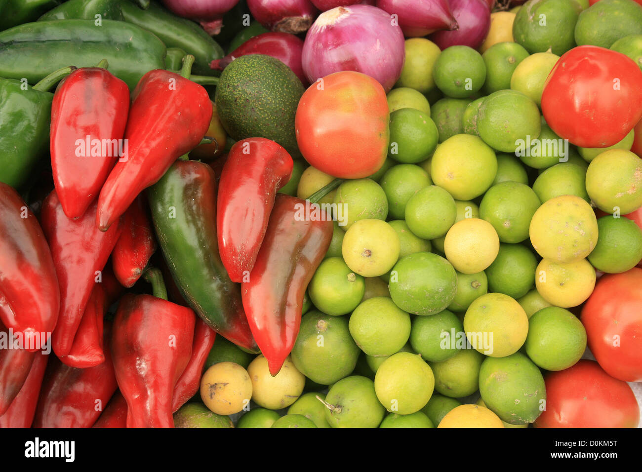 Fresh, locally grown fruits and vegetables for sale at the outdoor food