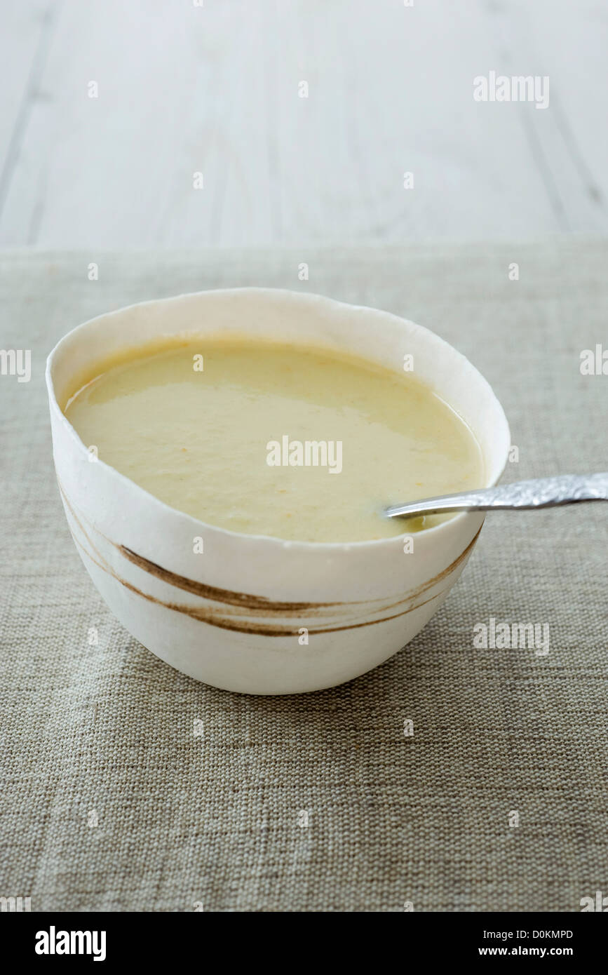 Leek and coconut soup Stock Photo