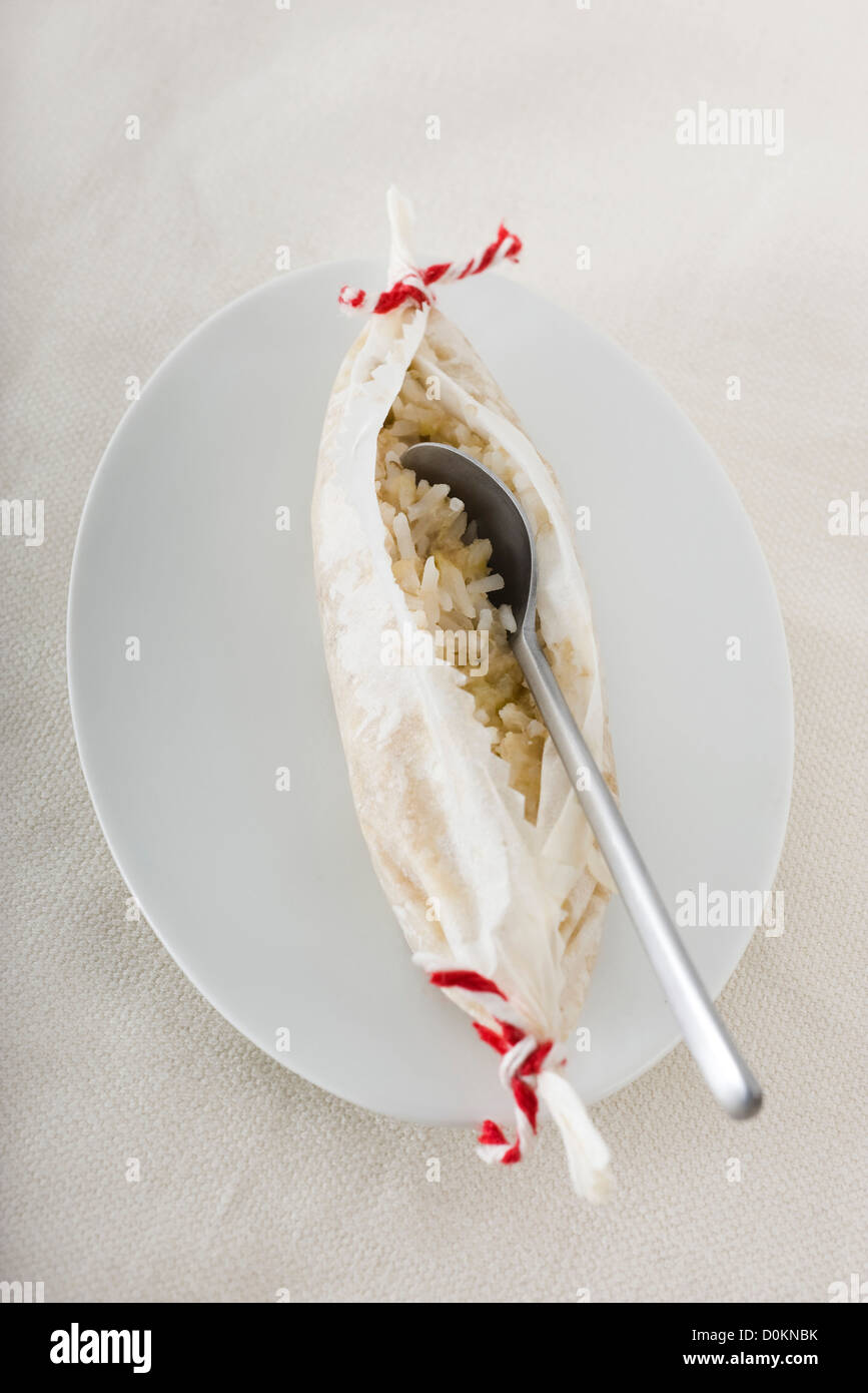 Banana and coconut rice bars Stock Photo
