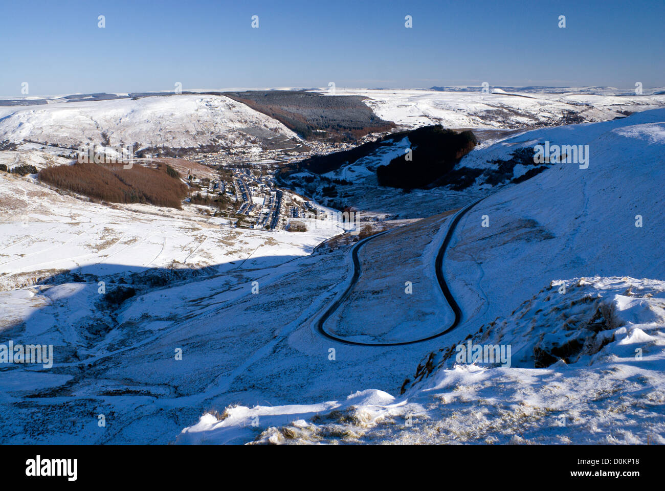 Treorchy and the Rhondda Valley from Bwlch Y Clawdd, South Wales Stock