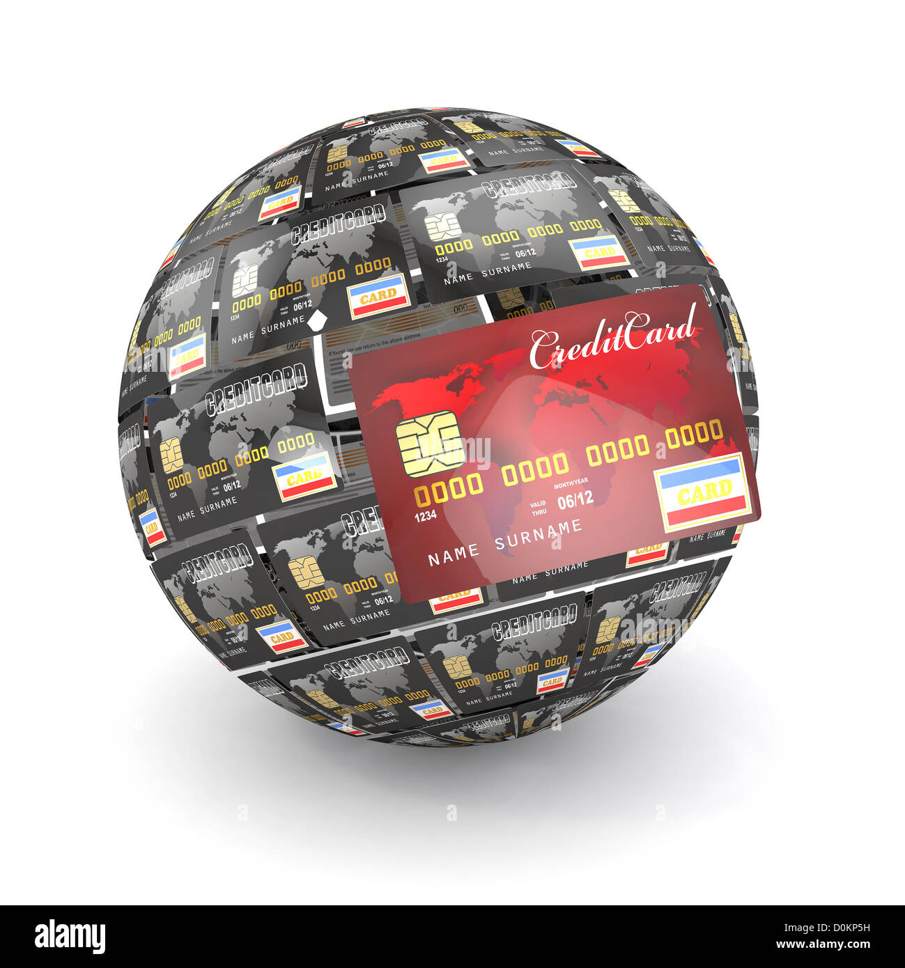 Sphere or globe from credit cards. 3d Stock Photo Alamy