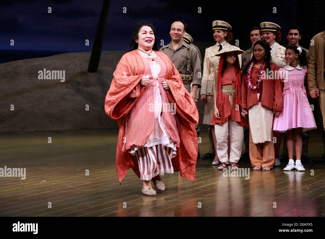 Loretta Ables Sayre, Danny Burstein and cast Closing night of the Lincoln Center Theater production of 'South Pacific' the Stock Photo