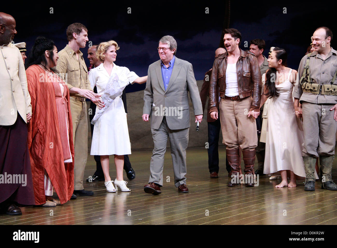 Helmar Augustus Cooper, Loretta Ables Sayre, Andrew Samonsky, Kelli O'Hara, André Bishop, Paulo Szot, Li Jun Li, Danny Burstein Stock Photo