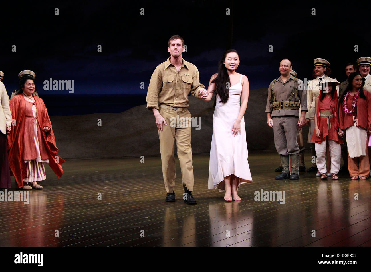 Loretta Ables Sayre, Andrew Samonsky, Li Jun Li, Danny Burstein and cast Closing night of the Lincoln Center Theater production Stock Photo