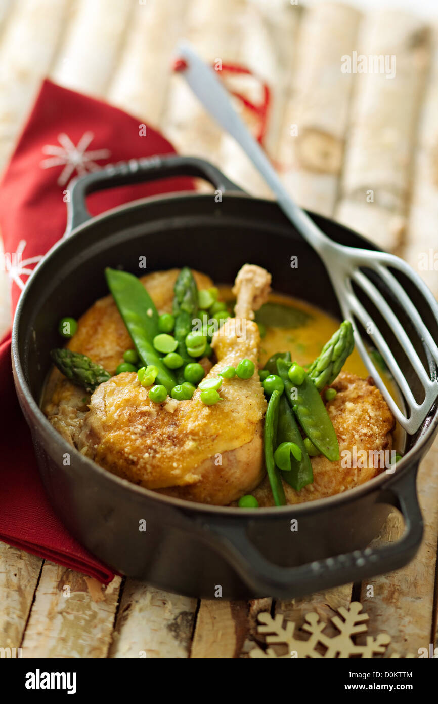 Chicken fricassee with comtŽ cheese Stock Photo