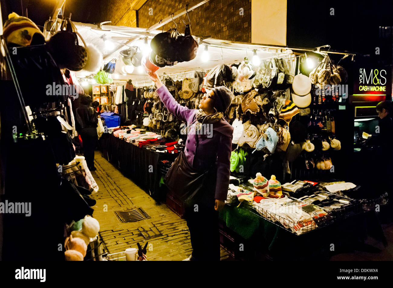 Late evening at a market stall in Camden. Stock Photo