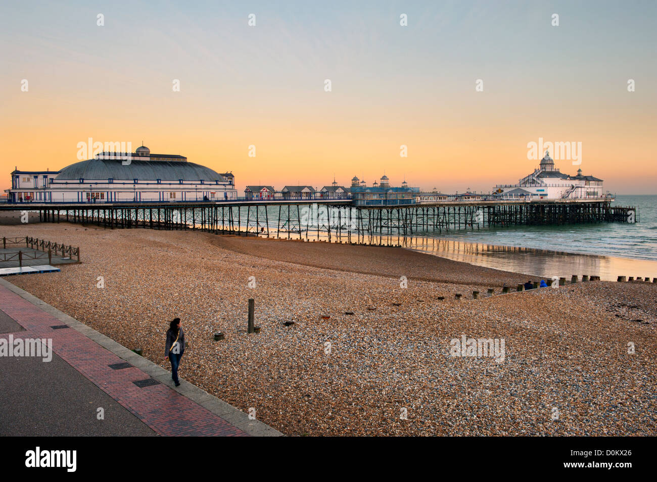 Sunset over Eastbourne Pier, Sussex. Stock Photo