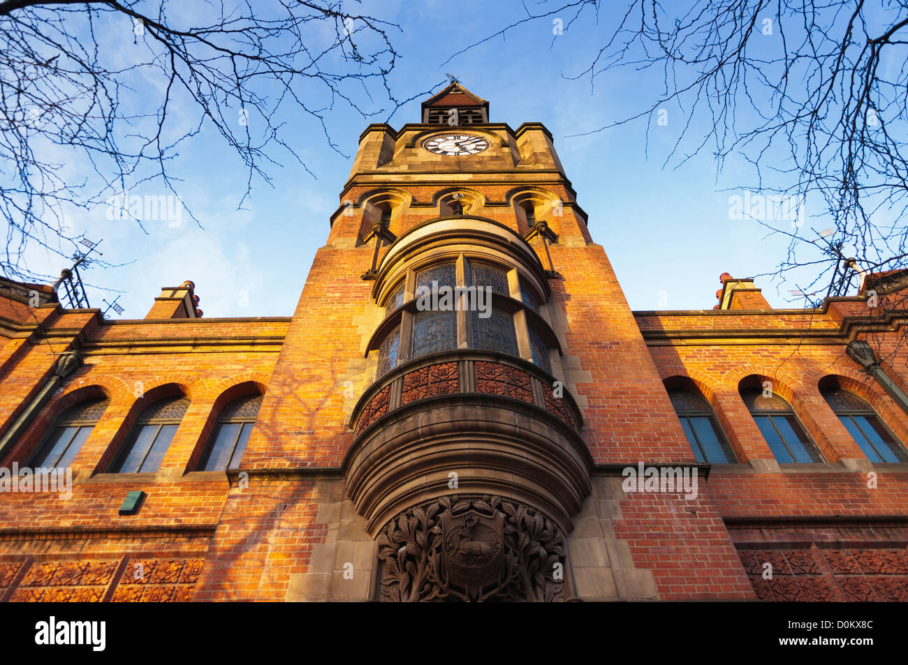 Looking up at the facade of Derby Central Library and Gallery. Stock Photo