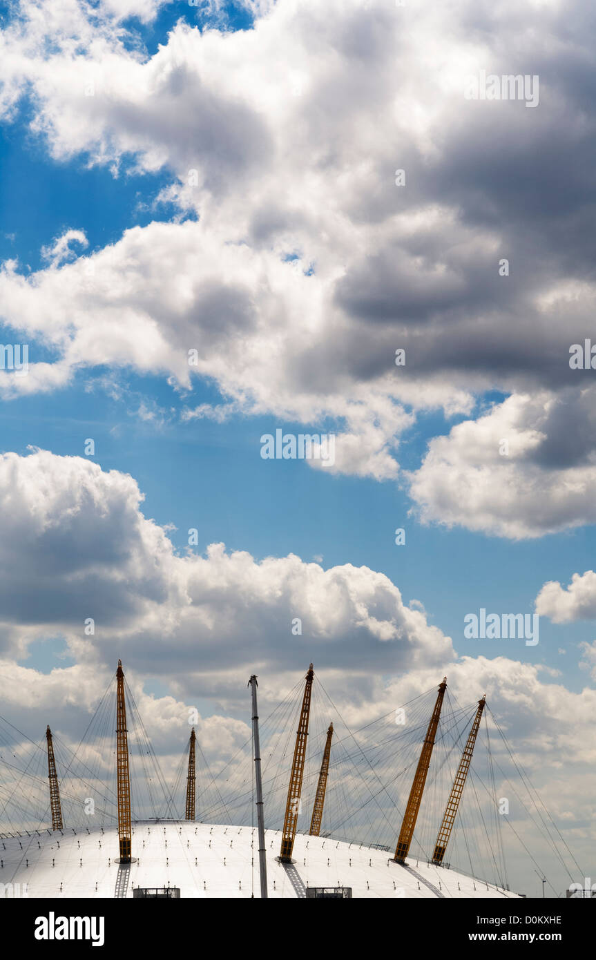 The roof of the O2 Arena seen from across the river Thames. Stock Photo