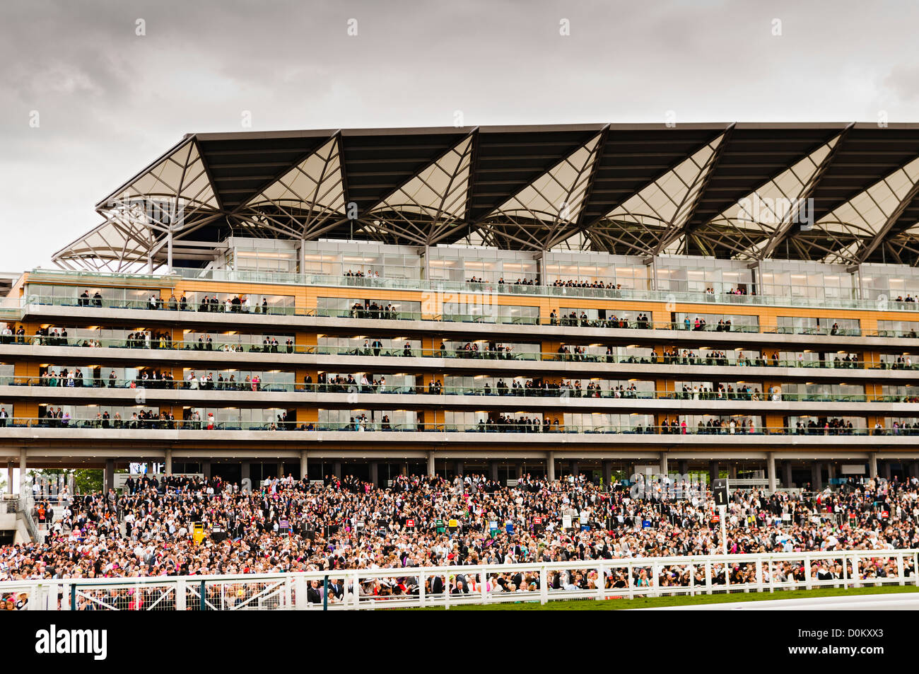 View of the main spectator stand at Royal Ascot. Stock Photo