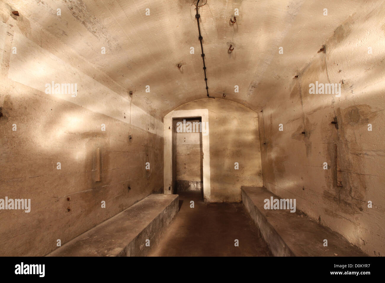 Second world war underground bunker interior in illuminated light in the harbor of Bremen, Germany Stock Photo