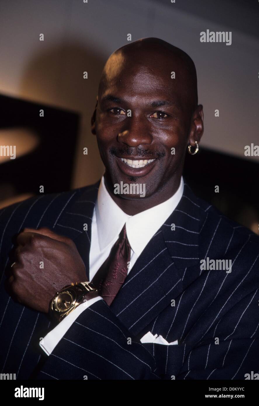 MICHAEL JORDAN received a special Gold edition of Oakley Time Bomb Watch  with his serial #23 at Tourneau Time Machine in New York  1998.k14252smo.(Credit Image: © Sonia Moskowitz/Globe Photos/ZUMAPRESS.com  Stock Photo -
