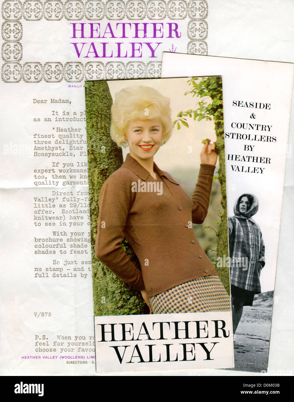 Promotional Literature from Heather Valley (Woolens) Ltd from1966 Stock Photo