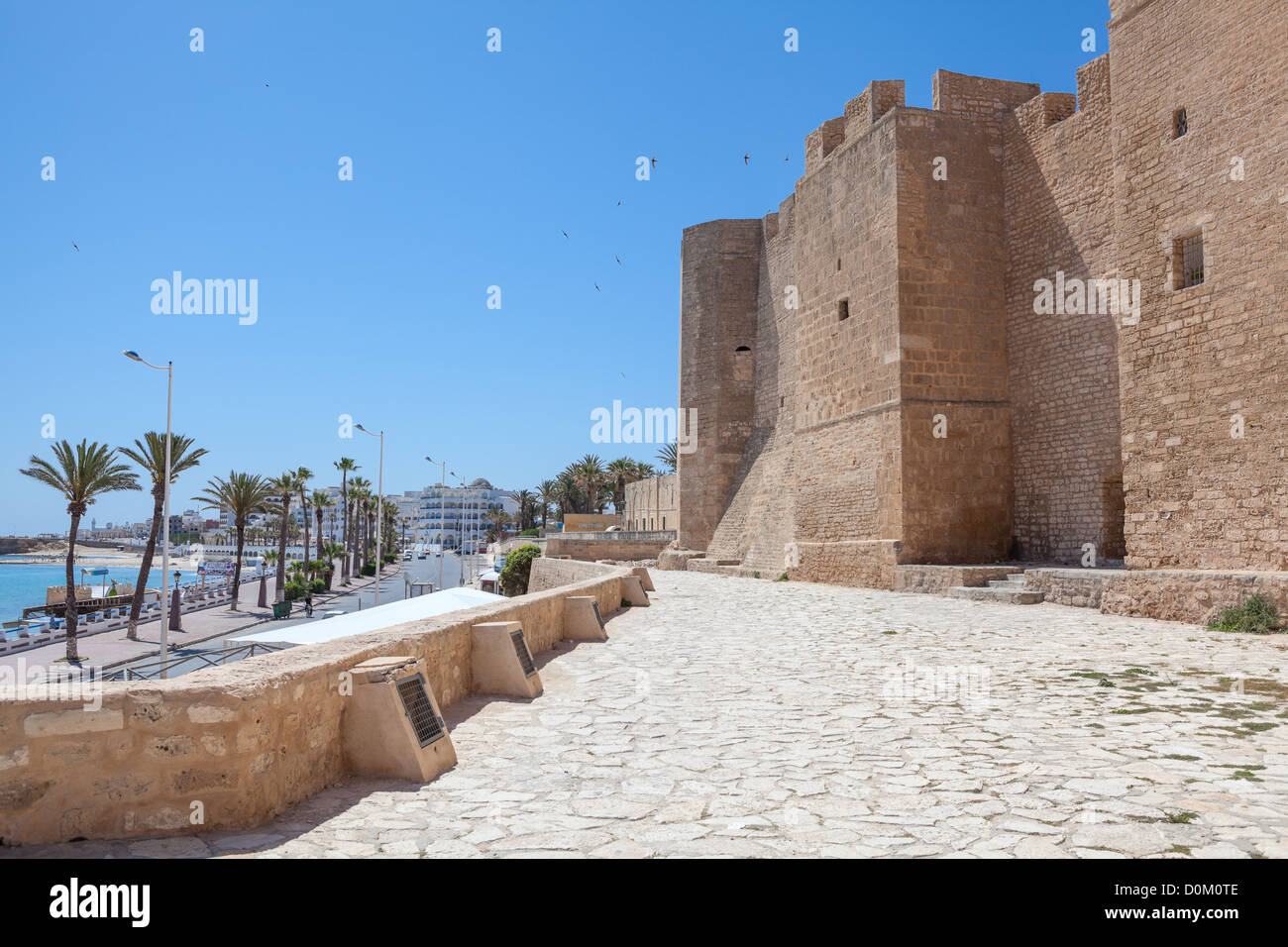 Embankment bellow walls of Ribat as a fortress in Monastir city, Tunisia Stock Photo