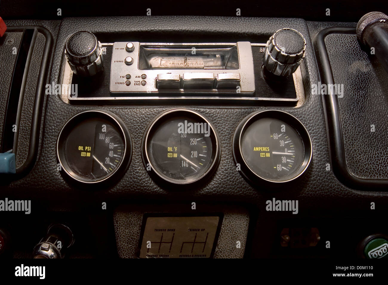 Dashboard and Cassette Player of 1976 Volkswagen Bus Stock Photo