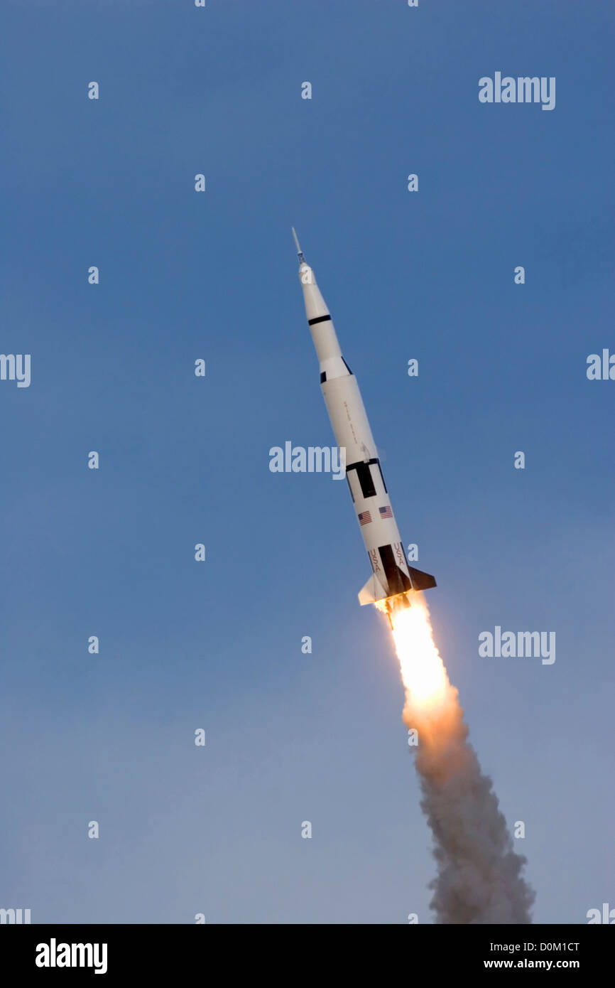 Saturn V Model in Flight Stock Photo Alamy