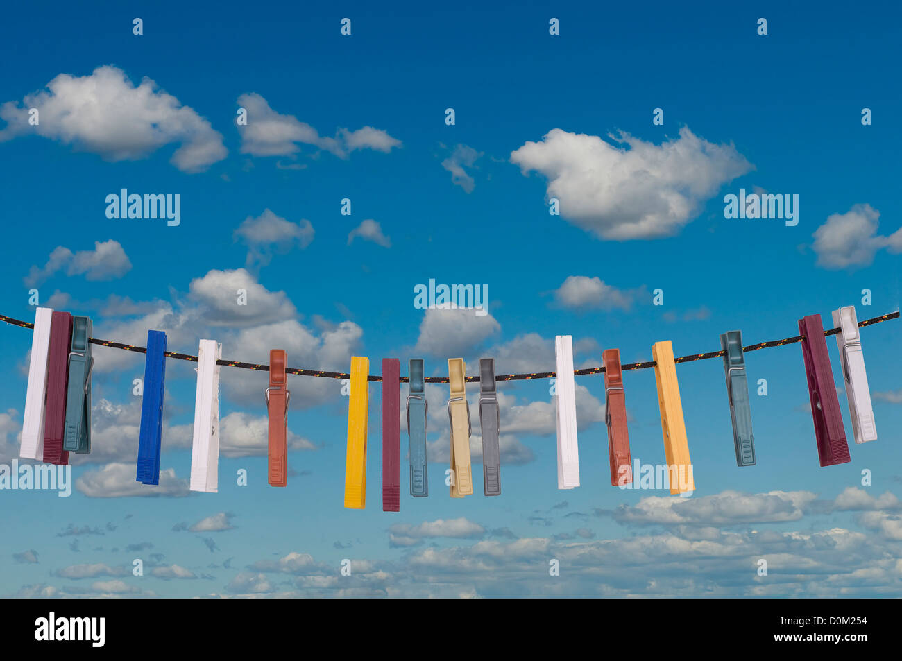 clothes pegs on the line Stock Photo