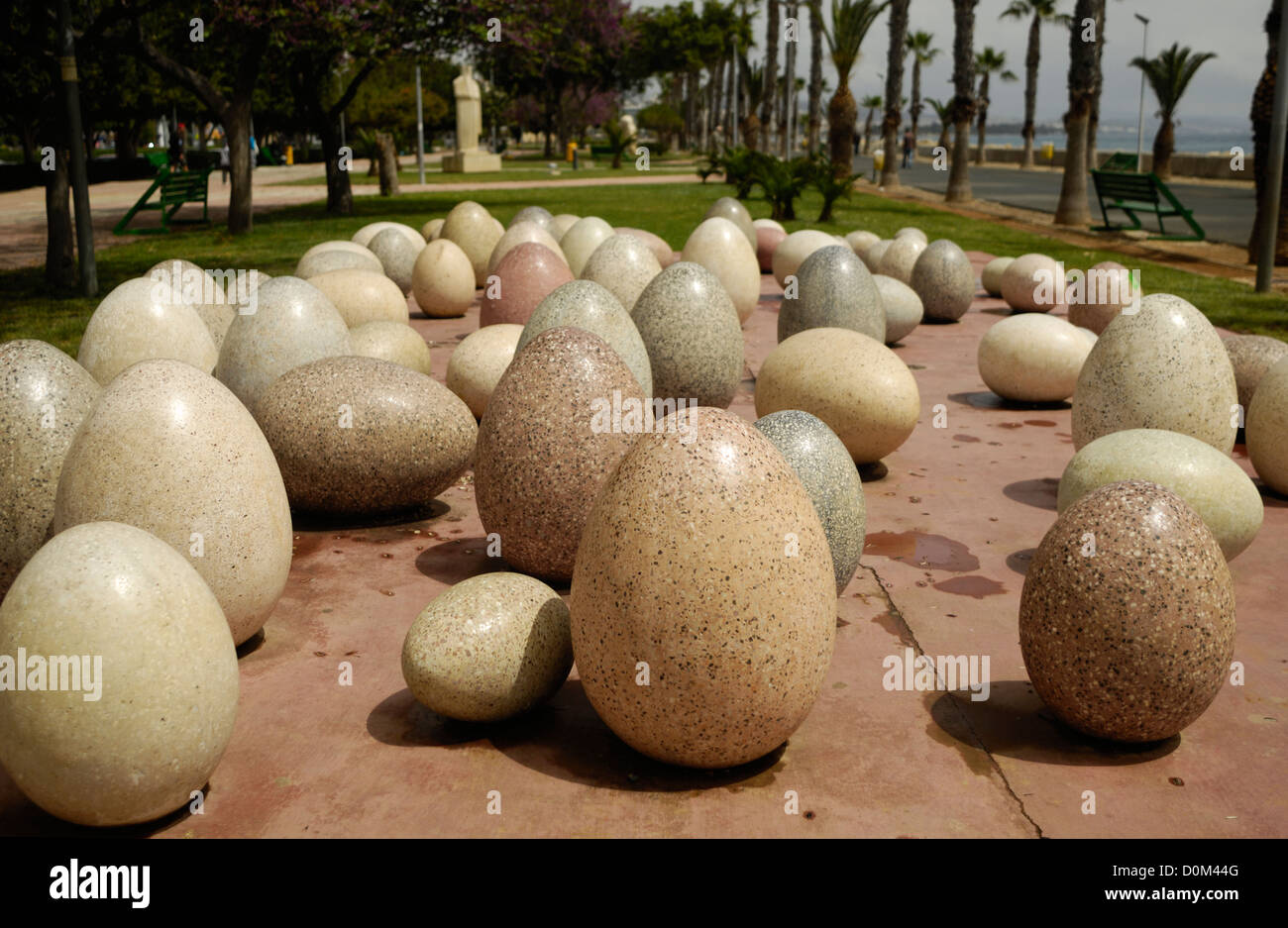 Egg sculpture "Birth" by Maria Kyprianou, sculpture park Lemesos Stock