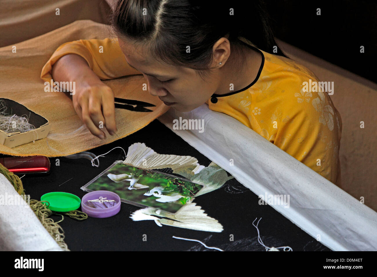 Hand embroidery gallery, Hoi An, Vietnam Stock Photo