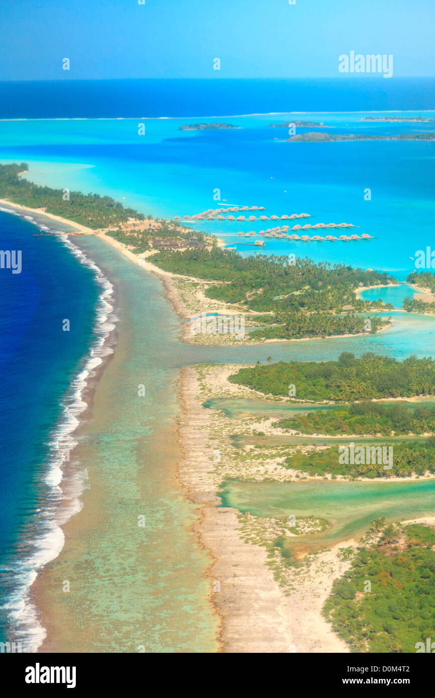 Aerial View On Air Tahiti Flight From Huahini To Bora Bora