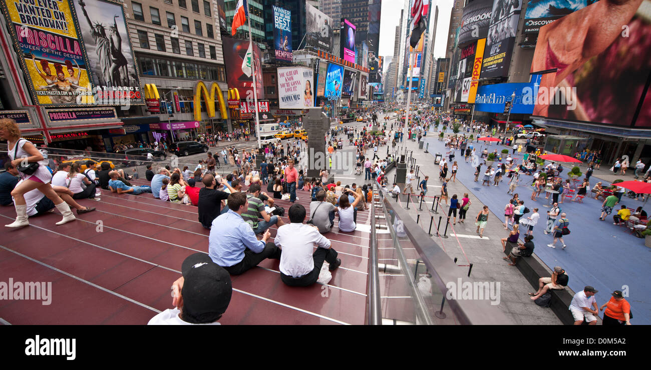 Bird's-eye panoramic view of Times Square New York in high summer, 2011 Stock Photo