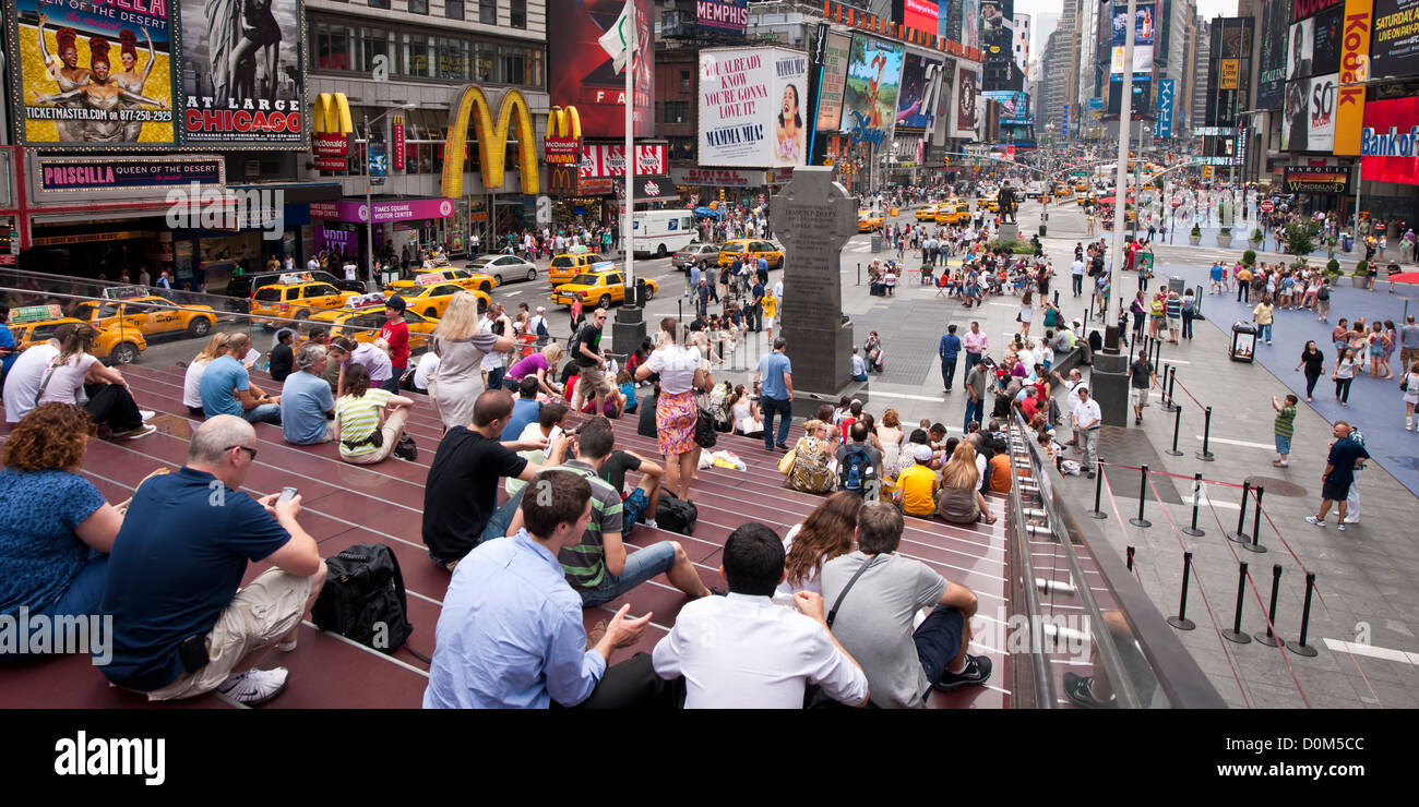 Bird's-eye panoramic view of Times Square New York in high summer, 2011 Stock Photo