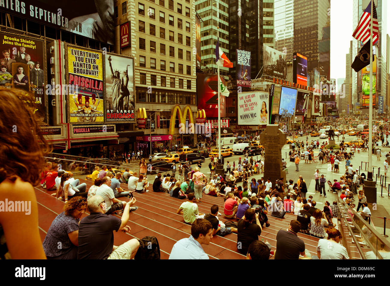 Bird's-eye panoramic view of Times Square New York in high summer, 2011 Stock Photo