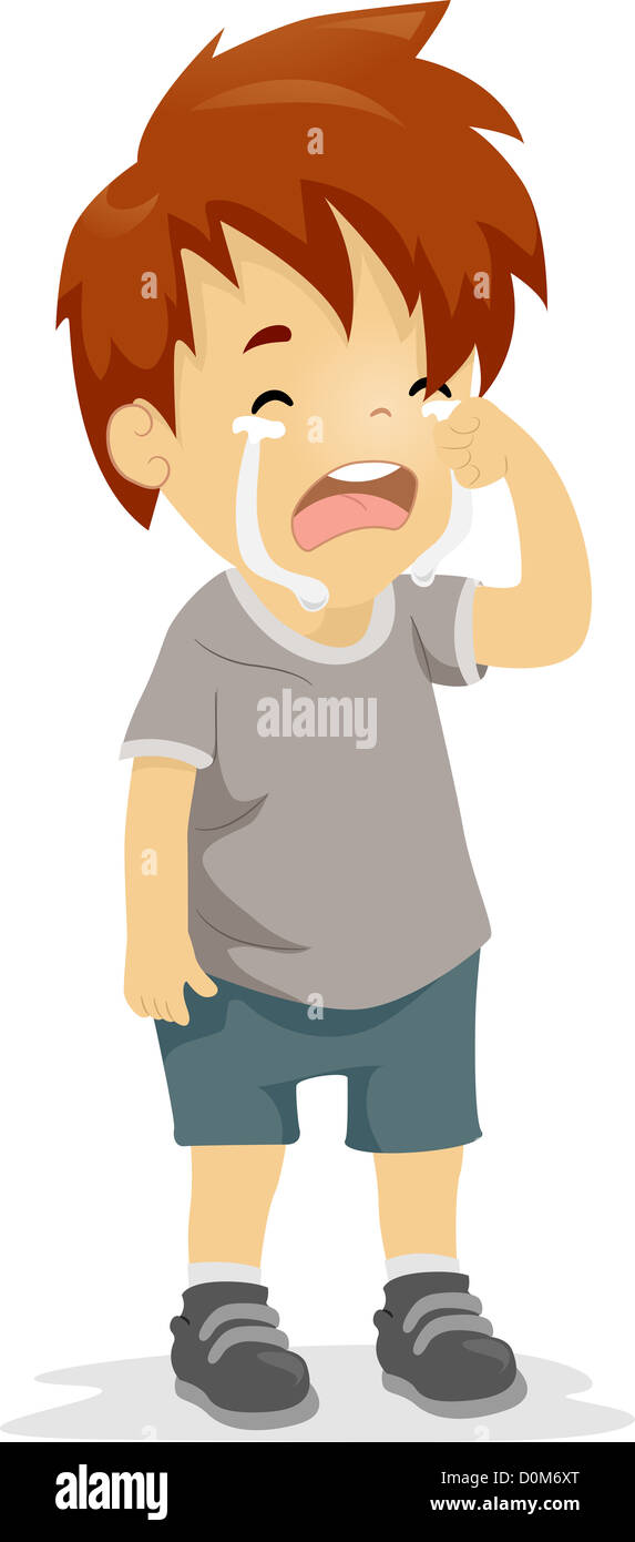 Illustration of a Boy with Tears Running Down His Face Stock Photo Alamy
