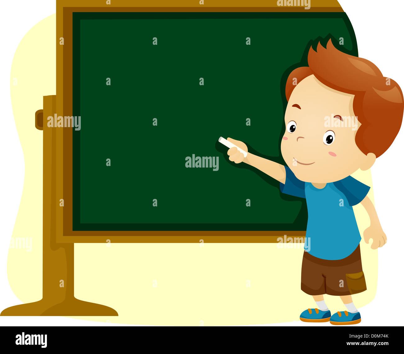 Illustration of a Boy Writing on a Blackboard Stock Photo - Alamy
