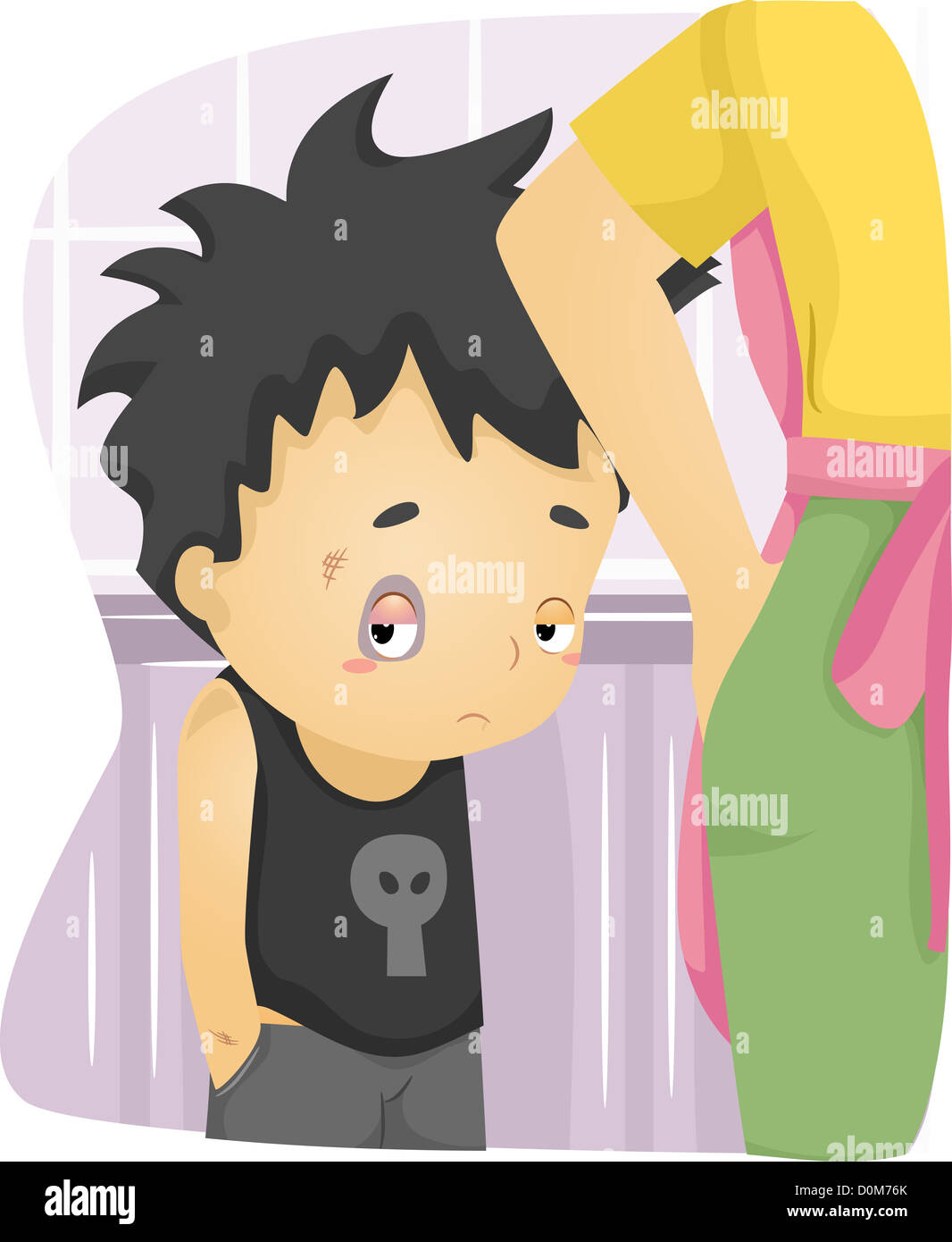 Illustration of a Beaten Up Boy with Bruises and Scrapes on His Face ...