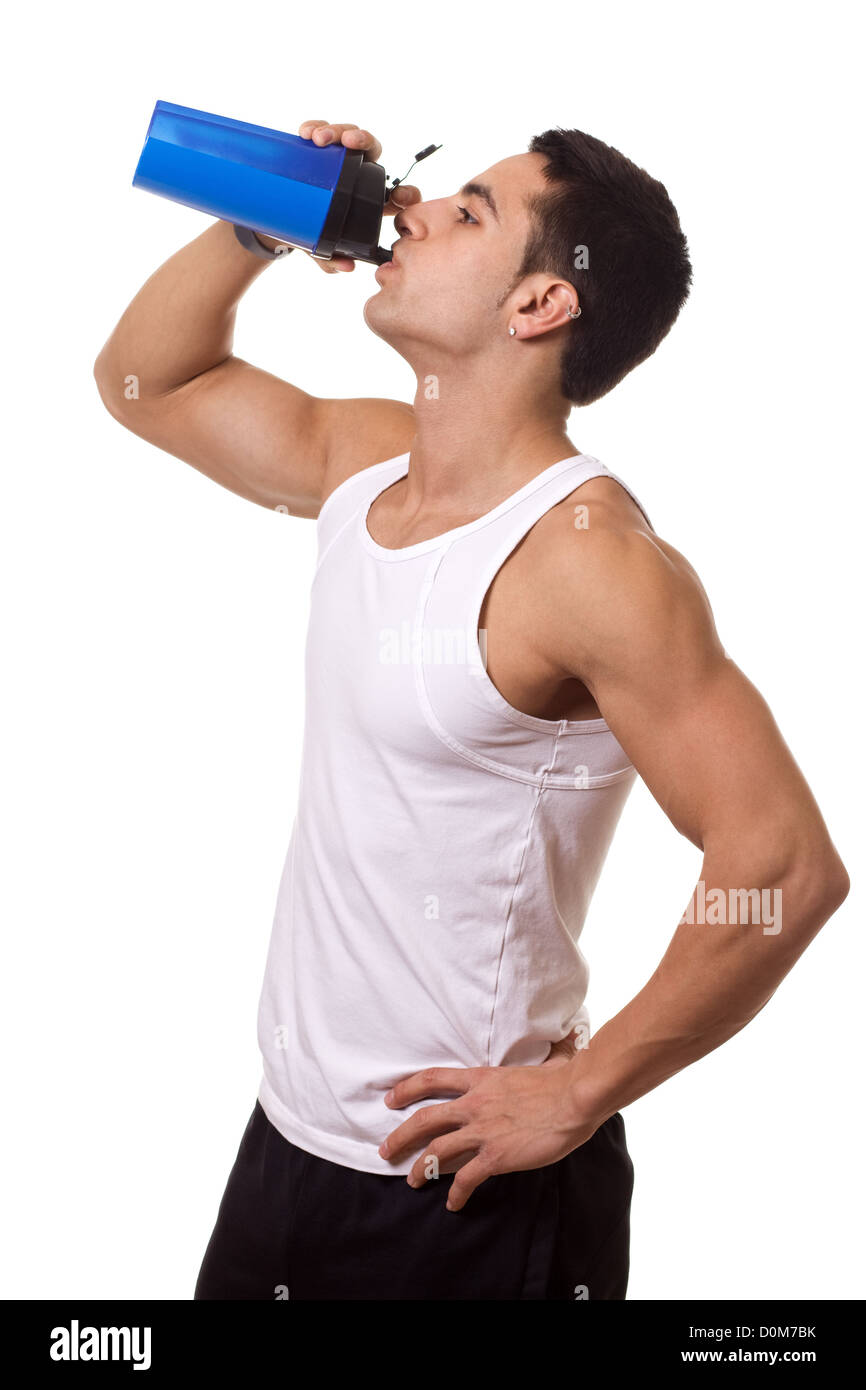 Man with Water Bottle Stock Photo