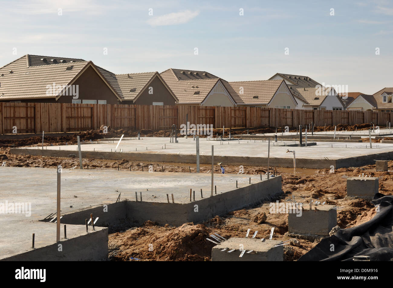 New Property Home Foundation Construction with concrete slab Stock ...