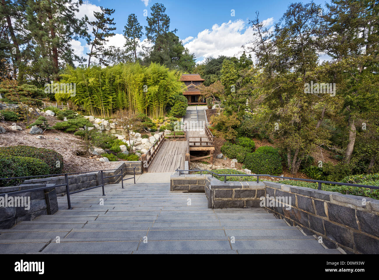 Beautiful view of the newly renovated Japanese Garden in the Huntington Library and Botanical Gardens. Stock Photo