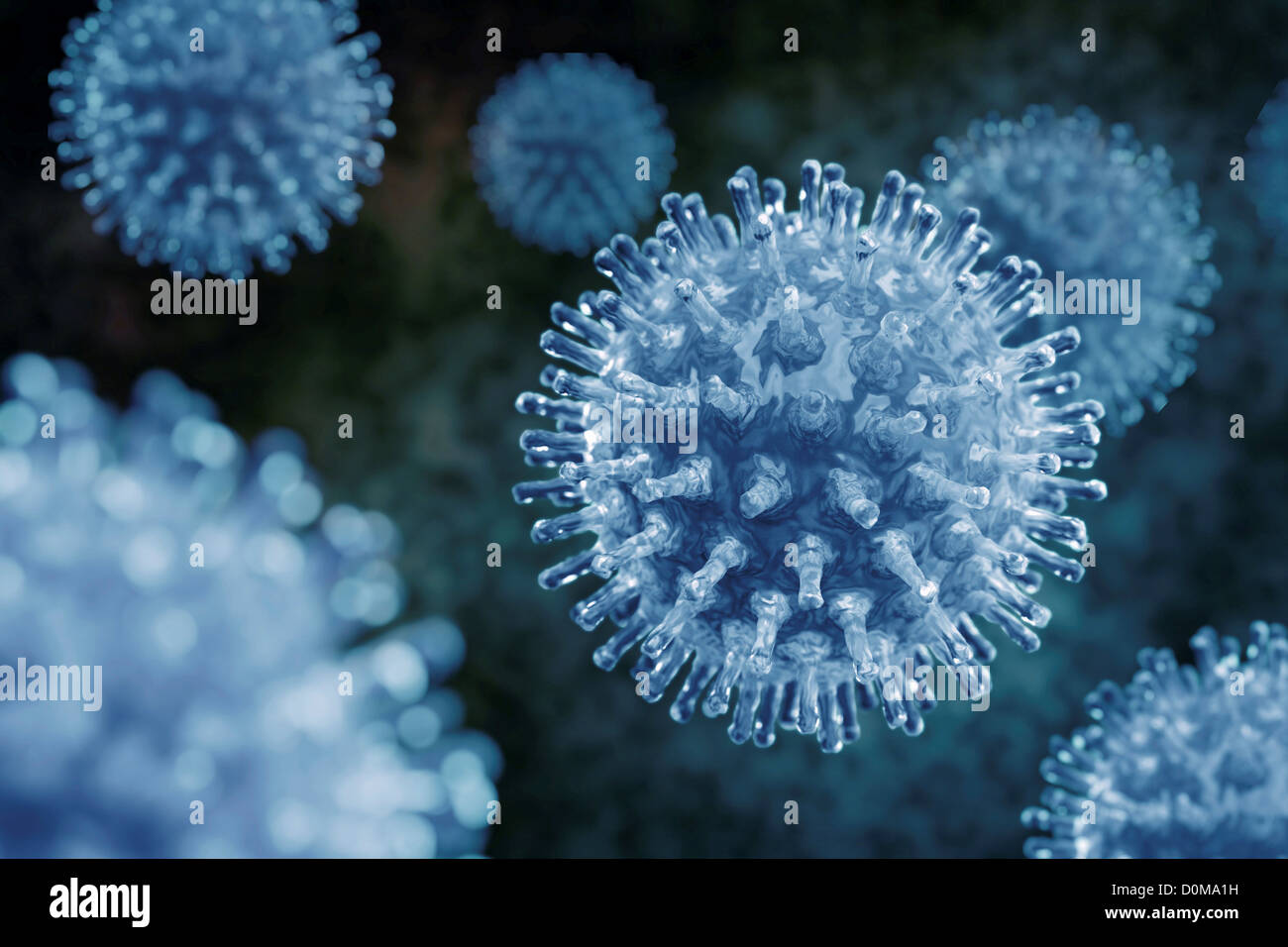 Conceptual visualization of the Swine influenza Virus (H1N1). Stock Photo
